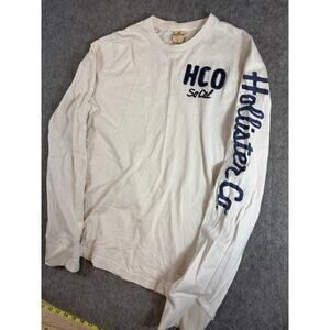 Hollister Shirt Mens White Long Sleeve Tee HCO So Cal Graphic Pullover Large